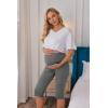 image:imageEkouaer 2 Pack Womens Capris Maternity Shorts High Waist Pregnancy Cropprd Pants Stretchy Lounge BottomsBlackDark Grey