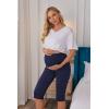 image:imageEkouaer 2 Pack Womens Capris Maternity Shorts High Waist Pregnancy Cropprd Pants Stretchy Lounge BottomsBlackNavy Blue