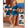 image:imageEkouaer 3 Piece Maternity Pajamas Set Postpartum Nursing Short Sleeve Breastfeeding Sleepwear Pregnancy Shorts amp Pants PjsBlue Greenflower