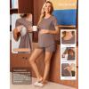 image:imageEkouaer 3 Piece Maternity Pajamas Set Postpartum Nursing Short Sleeve Breastfeeding Sleepwear Pregnancy Shorts amp Pants PjsBrown