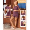 image:imageEkouaer 3 Piece Maternity Pajamas Set Postpartum Nursing Short Sleeve Breastfeeding Sleepwear Pregnancy Shorts amp Pants PjsBurgundy