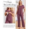 image:imageEkouaer 3 Piece Maternity Pajamas Set Postpartum Nursing Short Sleeve Breastfeeding Sleepwear Pregnancy Shorts amp Pants PjsBurgundy
