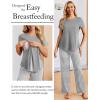 image:imageEkouaer 3 Piece Maternity Pajamas Set Postpartum Nursing Short Sleeve Breastfeeding Sleepwear Pregnancy Shorts amp Pants PjsGreystripe