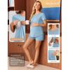 image:imageEkouaer 3 Piece Maternity Pajamas Set Postpartum Nursing Short Sleeve Breastfeeding Sleepwear Pregnancy Shorts amp Pants PjsLight Blue
