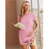 image:imageEkouaer 3 Piece Maternity Pajamas Set Postpartum Nursing Short Sleeve Breastfeeding Sleepwear Pregnancy Shorts amp Pants PjsPinkflower