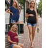 image:imageEkouaer 4 Pack Maternity Shirts V Neck Maternity Top Short Sleeve Casual Tee Side Ruched Pregnancy ClothesBlackBlueDark RedWhite