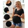 image:imageEkouaer 4 Pack Maternity Shirts V Neck Maternity Top Short Sleeve Casual Tee Side Ruched Pregnancy ClothesBlackBlueDark RedWhite