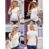 image:imageEkouaer 4 Pack Maternity Shirts V Neck Maternity Top Short Sleeve Casual Tee Side Ruched Pregnancy ClothesBlackBlueDark RedWhite