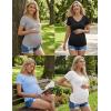 image:imageEkouaer 4 Pack Maternity Shirts V Neck Maternity Top Short Sleeve Casual Tee Side Ruched Pregnancy ClothesBlackBlueGreyWhite