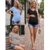 image:imageEkouaer 4 Pack Maternity Shirts V Neck Maternity Top Short Sleeve Casual Tee Side Ruched Pregnancy ClothesBlackBlueGreyWhite