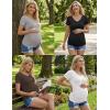 image:imageEkouaer 4 Pack Maternity Shirts V Neck Maternity Top Short Sleeve Casual Tee Side Ruched Pregnancy ClothesBlackBrownGreyWhite
