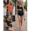 image:imageEkouaer 4 Pack Maternity Shirts V Neck Maternity Top Short Sleeve Casual Tee Side Ruched Pregnancy ClothesBlackDark GreyCaramelDark Red
