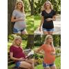 image:imageEkouaer 4 Pack Maternity Shirts V Neck Maternity Top Short Sleeve Casual Tee Side Ruched Pregnancy ClothesBlackDark GreyCaramelDark Red
