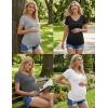 image:imageEkouaer 4 Pack Maternity Shirts V Neck Maternity Top Short Sleeve Casual Tee Side Ruched Pregnancy ClothesBlackDark GreyGreyWhite