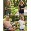 image:imageEkouaer 4 Pack Maternity Shirts V Neck Maternity Top Short Sleeve Casual Tee Side Ruched Pregnancy ClothesBlackPinkArmy GreenWhite