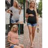 image:imageEkouaer 4 Pack Maternity Shirts V Neck Maternity Top Short Sleeve Casual Tee Side Ruched Pregnancy ClothesBlackPinkGreyWhite