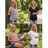 image:imageEkouaer 4 Pack Maternity Shirts V Neck Maternity Top Short Sleeve Casual Tee Side Ruched Pregnancy ClothesBlackPinkGreyWhite