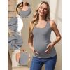 image:imageEkouaer 4 Pack Maternity Tank Tops Ribbed Summer Pregnancy Shirts Ruch Side Tops Casual Square Neck Postpartum Clothes S2XLBlackDark GreyLight GreyWhite