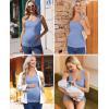 image:imageEkouaer 4 Pack Maternity Tank Tops Ribbed Summer Pregnancy Shirts Ruch Side Tops Casual Square Neck Postpartum Clothes S2XLBlackLight BlueDark GreyWhite