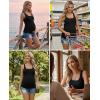 image:imageEkouaer 4 Pack Maternity Tank Tops Ribbed Summer Pregnancy Shirts Ruch Side Tops Casual Square Neck Postpartum Clothes S2XLBlackLight GreyBrownWhite