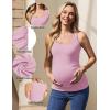 image:imageEkouaer 4 Pack Maternity Tank Tops Ribbed Summer Pregnancy Shirts Ruch Side Tops Casual Square Neck Postpartum Clothes S2XLBlackLight KhakiPinkWhite