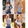 image:imageEkouaer 4 Pack Maternity Tank Tops Ribbed Summer Pregnancy Shirts Ruch Side Tops Casual Square Neck Postpartum Clothes S2XLBlackOlive GreenLight GreyWhite