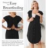 image:imageEkouaer Labor and Delivery Gown 3 in 1 NursingHospitalBreastfeedingMaternity Flying Short Sleeve Nightgown with ButtonBlack