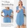 image:imageEkouaer Labor and Delivery Gown 3 in 1 NursingHospitalBreastfeedingMaternity Flying Short Sleeve Nightgown with ButtonBlue