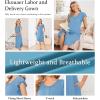 image:imageEkouaer Labor and Delivery Gown 3 in 1 NursingHospitalBreastfeedingMaternity Flying Short Sleeve Nightgown with ButtonBlue