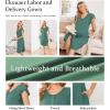 image:imageEkouaer Labor and Delivery Gown 3 in 1 NursingHospitalBreastfeedingMaternity Flying Short Sleeve Nightgown with ButtonCeladon Green