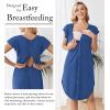 image:imageEkouaer Labor and Delivery Gown 3 in 1 NursingHospitalBreastfeedingMaternity Flying Short Sleeve Nightgown with ButtonDark Blue