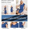 image:imageEkouaer Labor and Delivery Gown 3 in 1 NursingHospitalBreastfeedingMaternity Flying Short Sleeve Nightgown with ButtonDark Blue