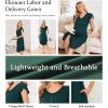 image:imageEkouaer Labor and Delivery Gown 3 in 1 NursingHospitalBreastfeedingMaternity Flying Short Sleeve Nightgown with ButtonDark Green
