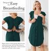 image:imageEkouaer Labor and Delivery Gown 3 in 1 NursingHospitalBreastfeedingMaternity Flying Short Sleeve Nightgown with ButtonDark Green