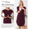 image:imageEkouaer Labor and Delivery Gown 3 in 1 NursingHospitalBreastfeedingMaternity Flying Short Sleeve Nightgown with ButtonMaroon