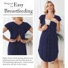 image:imageEkouaer Labor and Delivery Gown 3 in 1 NursingHospitalBreastfeedingMaternity Flying Short Sleeve Nightgown with ButtonNavy Blue