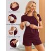 image:imageEkouaer Maternity Nursing Pajamas Set 3 Piece Postpartum Lounge Breastfeeding Pjs Pregnancy Shorts amp Pants SXXLBurgundy