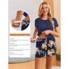 image:imageEkouaer Maternity Nursing Pajamas Set 3 Piece Postpartum Lounge Breastfeeding Pjs Pregnancy Shorts amp Pants SXXLFloral Navy Blue