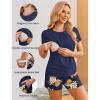 image:imageEkouaer Maternity Nursing Pajamas Set 3 Piece Postpartum Lounge Breastfeeding Pjs Pregnancy Shorts amp Pants SXXLFloral Navy Blue