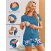 image:imageEkouaer Maternity Nursing Pajamas Set 3 Piece Postpartum Lounge Breastfeeding Pjs Pregnancy Shorts amp Pants SXXLFloral Teal