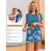 image:imageEkouaer Maternity Nursing Pajamas Set 3 Piece Postpartum Lounge Breastfeeding Pjs Pregnancy Shorts amp Pants SXXLFloral Teal