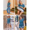 image:imageEkouaer Maternity Nursing Pajamas Set 3 Piece Postpartum Lounge Breastfeeding Pjs Pregnancy Shorts amp Pants SXXLFloral Teal