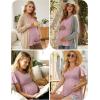 image:imageEkouaer Maternity Shirts 3 Packs Flying Short Sleeve Maternity Tops V Neck TShirt Pregnancy Clothes SXXLLight BlueLight GreenGrey Stripe