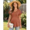 image:imageEkouaer Maternity Shirts 3 Packs Flying Short Sleeve Maternity Tops V Neck TShirt Pregnancy Clothes SXXLRedGreyCaramel