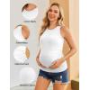 image:imageEkouaer Maternity Tank Tops 3 Pack Womens Ribbed Pregnancy Shirts Crew Neck Ruched Side Mama Clothes SXXL3pcs Black Brown White