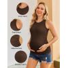image:imageEkouaer Maternity Tank Tops 3 Pack Womens Ribbed Pregnancy Shirts Crew Neck Ruched Side Mama Clothes SXXL3pcs Black Grey Brown