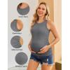 image:imageEkouaer Maternity Tank Tops 3 Pack Womens Ribbed Pregnancy Shirts Crew Neck Ruched Side Mama Clothes SXXL3pcs Black Grey Dirty Pink