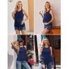image:imageEkouaer Maternity Tank Tops 3 Pack Womens Ribbed Pregnancy Shirts Crew Neck Ruched Side Mama Clothes SXXL3pcs Black Grey Navy Blue