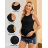 image:imageEkouaer Maternity Tank Tops 3 Pack Womens Ribbed Pregnancy Shirts Crew Neck Ruched Side Mama Clothes SXXL3pcs Black White Grey