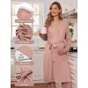 image:imageEkouaer Nursing Pajamas Maternity Robe Set 3 Pieces Postpartum Maternity Pajama Set Pregnancy Breastfeeding PjDusty Pink